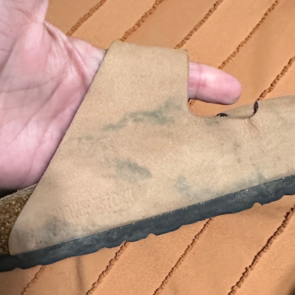 Birkenstock Sandals with Tan Suede and Gold Buckles - Picture 3 of 6